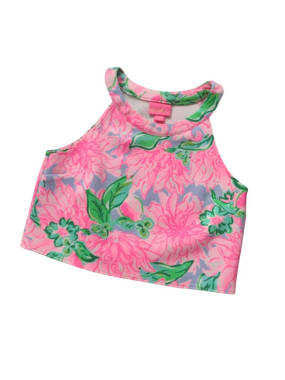 Lilly Pulitzer Girls Vonita Top 10 Pink Zebra Hot Pink Floral Print Crop Tank